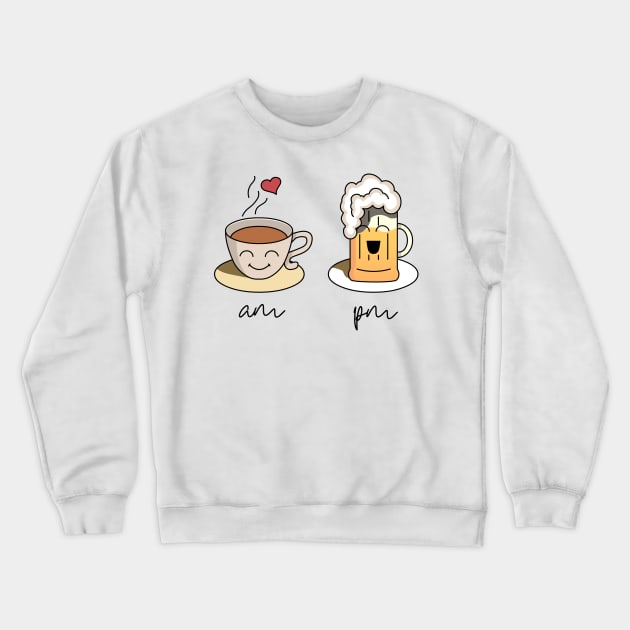 In the morning I love coffee and in the evening I love beer Crewneck Sweatshirt by DaveLeonardo